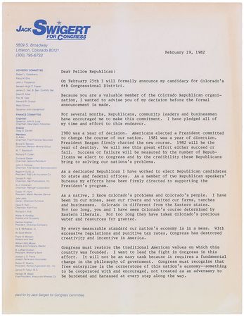 Lot #547 Jack Swigert Typed Letter Signed - Image 1