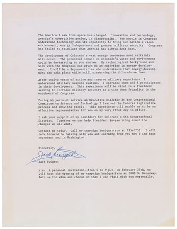 Lot #547 Jack Swigert Typed Letter Signed - Image 2