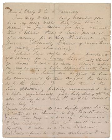 Lot #188 Florence Nightingale: Nightingale responds to a prospective nurse - Image 1