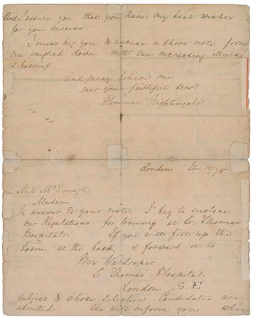 Lot #188 Florence Nightingale: Nightingale responds to a prospective nurse - Image 2