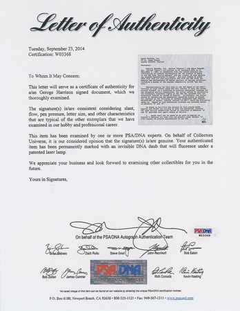 Lot #749 Beatles: George Harrison Signed Document - Image 2