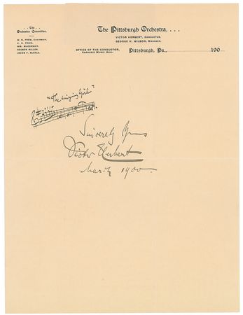 Lot #723 John Philip Sousa and Victor Herbert Signed Musical Quotes - Image 2