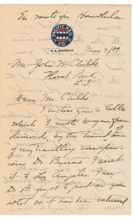 Lot #620 John Burroughs Handwritten Letter Signed - Image 1