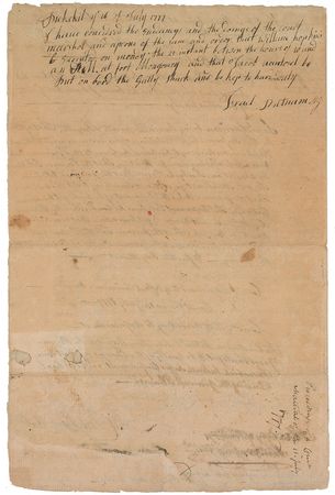 Lot #399 Israel Putnam: Revolutionary War court martial approved by Israel Putnam, sentencing a traitor to 