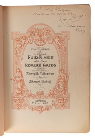 Lot #704 Edvard Grieg: Norwegian Folk Songs inscribed to a noted contemporary - Image 1