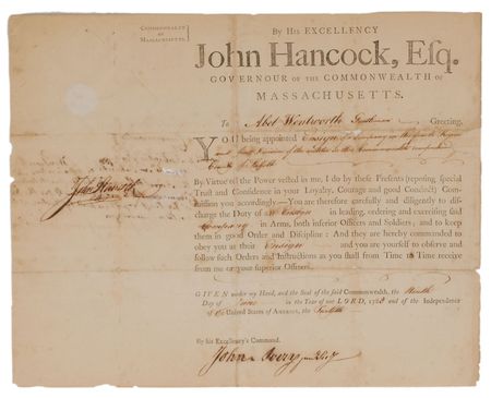 Lot #166 John Hancock: Militia appointment as the Constitution nears ratification - Image 1