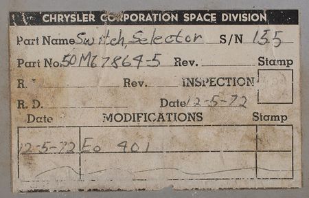 Lot #9170 Saturn V Switch Selector - Image 6