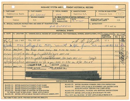 Lot #9119 Gemini 6 Flown Survival Knife - Image 4