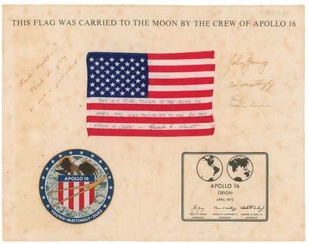 Lot #9429 Guenter Wendt?s Apollo 16 Flown Flag - Image 1