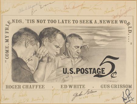 Lot #9224 Apollo 1 Tribute Multi-signed Stamp Image - Image 1
