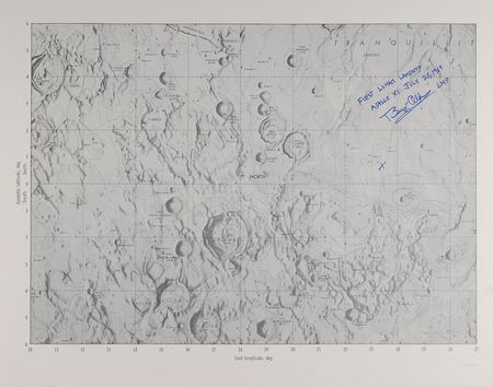 Lot #9292 Buzz Aldrin Signed Apollo 11 Landing Chart - Image 1
