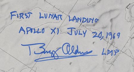 Lot #9292 Buzz Aldrin Signed Apollo 11 Landing Chart - Image 2