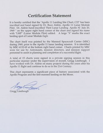 Lot #9292 Buzz Aldrin Signed Apollo 11 Landing Chart - Image 3