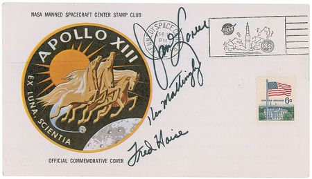 Lot #9366 Jim Lovell’s Apollo 13 Signed Insurance Cover - Image 1