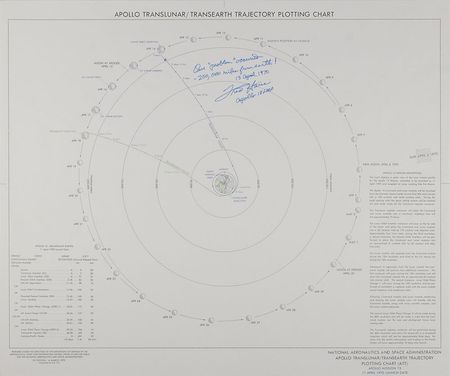 Lot #9368 Fred Haise Signed Apollo 13 Chart - Image 1