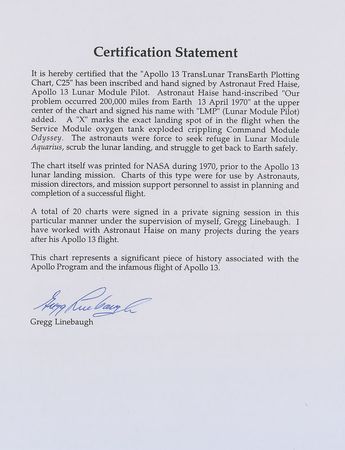 Lot #9368 Fred Haise Signed Apollo 13 Chart - Image 3