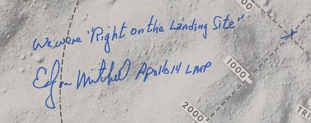 Lot #9384 Edgar Mitchell Signed Apollo 14 Lunar Landing Site Chart - Image 2