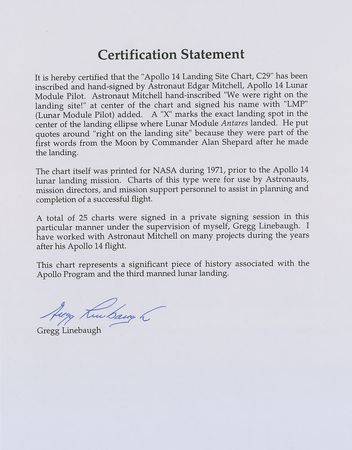 Lot #9384 Edgar Mitchell Signed Apollo 14 Lunar Landing Site Chart - Image 3