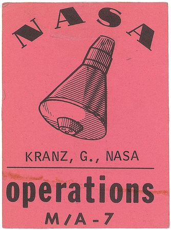 Lot #9077 Gene Kranz’s MA-7 Operations Badge - Image 1