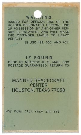 Lot #9129 Gemini 10: Gene Kranz?s Operations Badge - Image 2