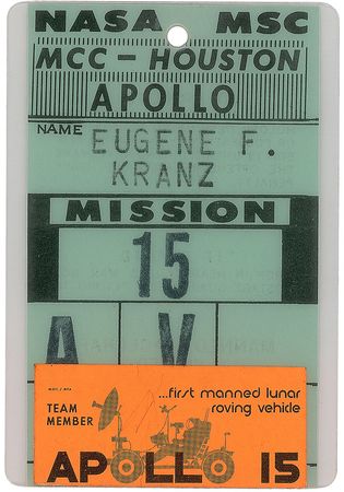 Lot #9413 Gene Kranz?s Apollo 15 Operations Badge - Image 1