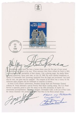 Lot #9310 Apollo 11 Anniversary Signed Program: Young, Duke, Stafford, and Roosa - Image 1
