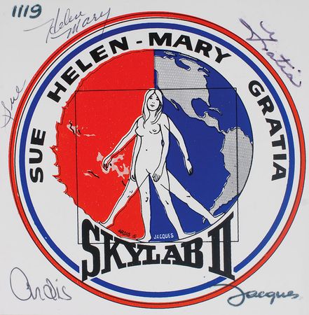 Lot #9486 Skylab 2 Wives Signed Decal and Patch - Image 2