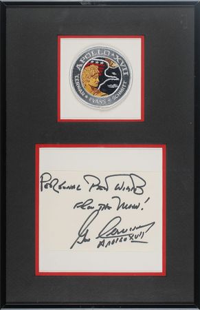 Lot #9470 Gene Cernan Signature and Patch Display - Image 1
