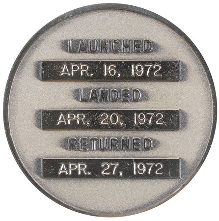 Lot #9433 John Young?s Apollo 16 Flown Robbins Medal - Image 2