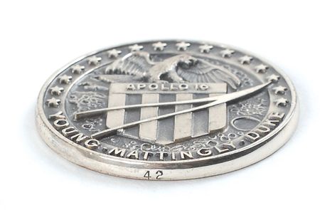 Lot #9433 John Young?s Apollo 16 Flown Robbins Medal - Image 3