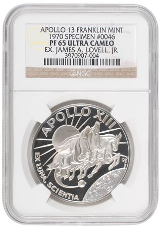 Lot #9360 James Lovell’s Apollo 13 Franklin Mint Medallion - Image 1
