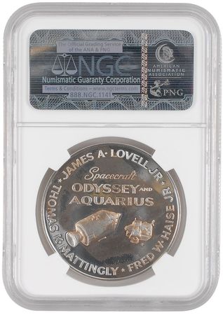 Lot #9360 James Lovell’s Apollo 13 Franklin Mint Medallion - Image 2