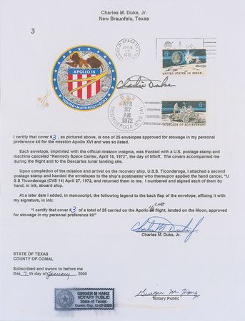Lot #9430 Apollo 16 Flown Cover - Image 5
