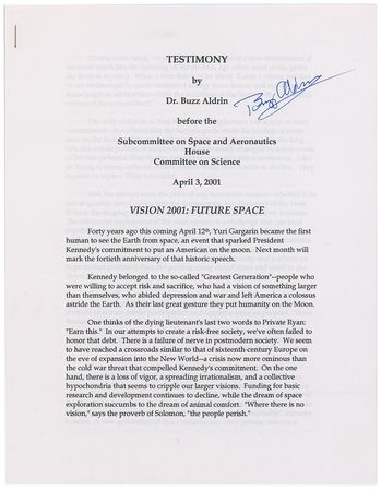 Lot #9306 Buzz Aldrin Signed Typescript - Image 1