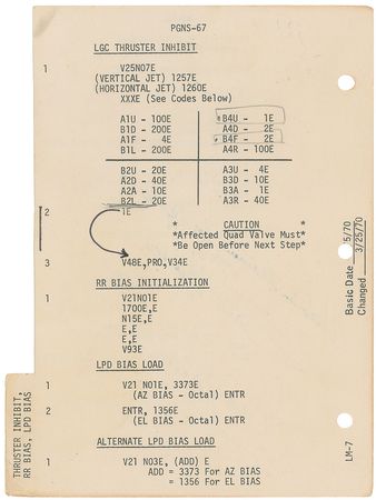 Lot #9369 Lovell and Haise Apollo 13-training used Manual Page - Image 2