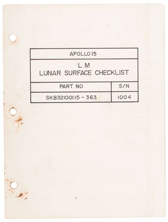 Lot #9434 Apollo 16 Mock-up Copy of Apollo 15?s Lunar Surface Checklist - Image 8