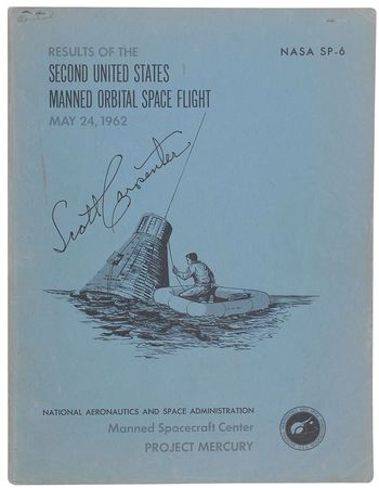 Lot #9094 Scott Carpenter Signed Mission Report and Photograph - Image 1
