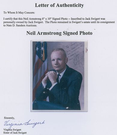 Lot #9283 Neil Armstrong Signed Photograph - Image 3