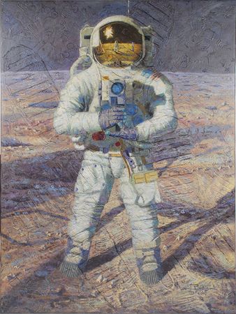 Lot #9313 Alan Bean Signed Giclee ‘First Men: Neil A. Armstrong’ - Image 1