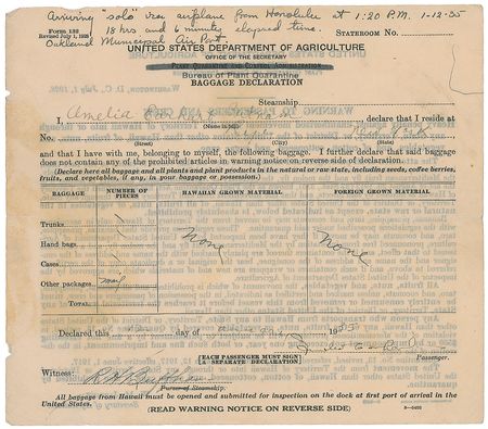 Lot #9015 Amelia Earhart Signed Document - Image 1