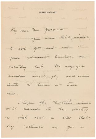 Lot #9012 Amelia Earhart Autograph Letter Signed - Image 1