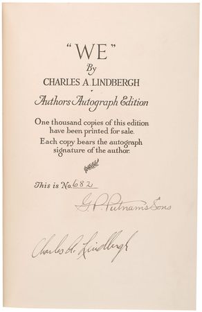 Lot #9009 Charles Lindbergh Signed Book