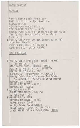 Lot #9252 Jim McDivitt?s Apollo 9 Flown Cue Card - Image 2