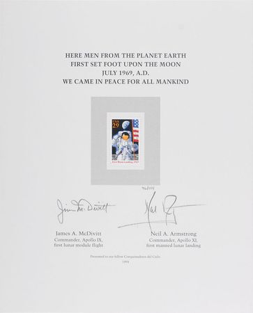 Lot #9285 Neil Armstrong and Jim McDivitt Signed Philatelic Presentation - Image 2