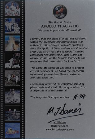 Lot #9317 Apollo 11 Flown Coldplate Fragment - Image 2