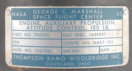 Lot #9145 Saturn V Third Stage Auxiliary Propulsion System Rocket Engine - Image 5