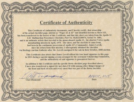 Lot #9358 James Lovell?s Apollo 13 Flown Checklist Page - Image 5