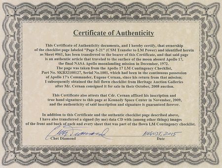 Lot #9449 Gene Cernan’s Apollo 17 Flown Surface Checklist - Image 4