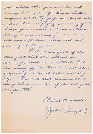 Lot #9370 Jack Swigert Autograph Letter Signed - Image 2