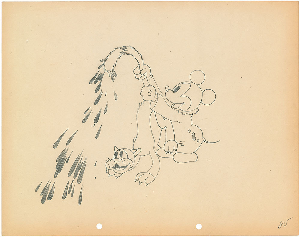 (超美品✨)Mickey Plays Papa オリジナルスケッチ Baby Mickey with Kitty production drawing from Mickey Plays Papa